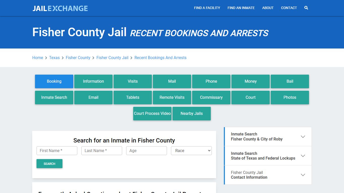 Fisher County Jail Recent Bookings And Arrests - Jail Exchange