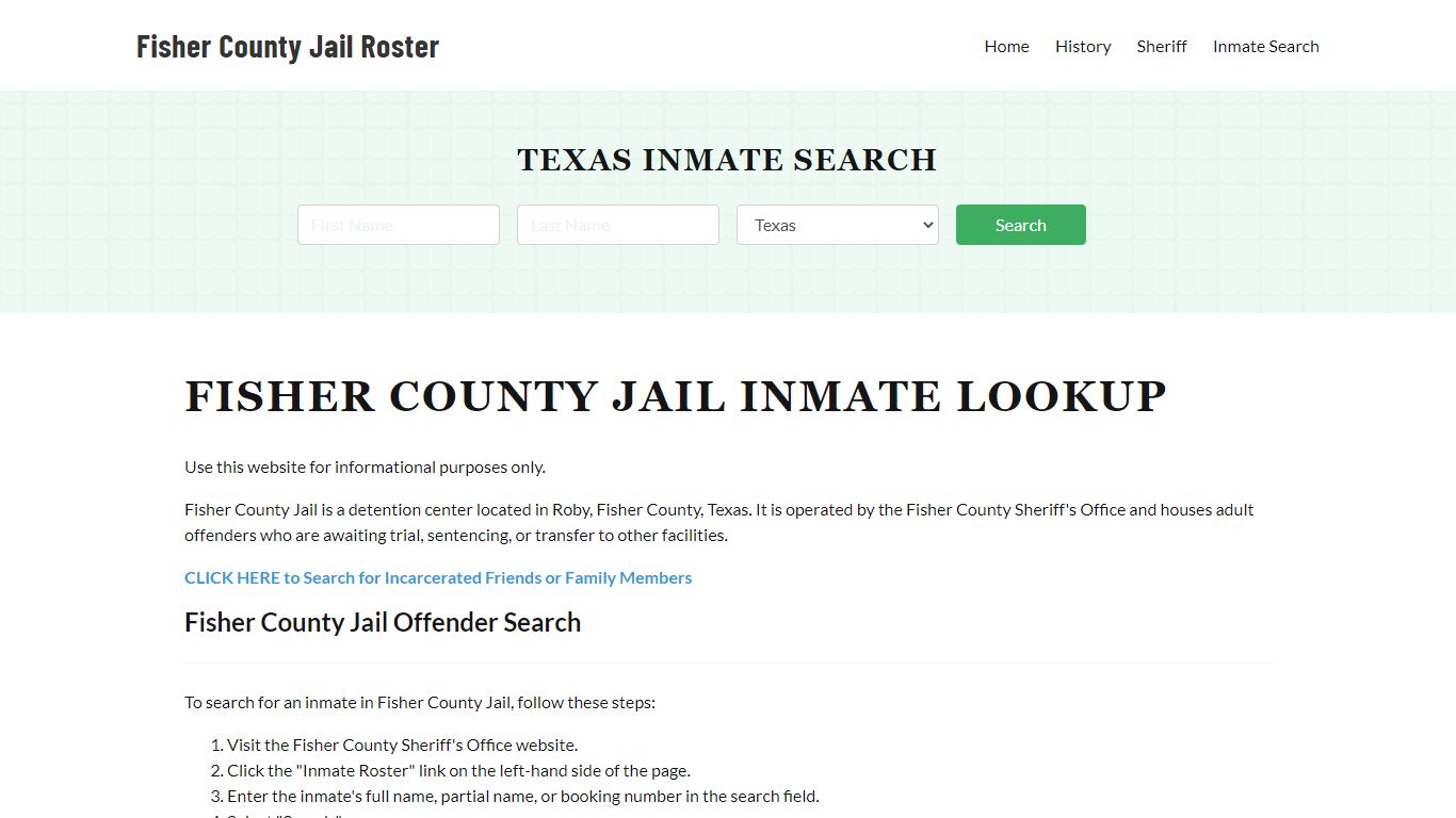 Fisher County Jail Roster Lookup, TX, Inmate Search