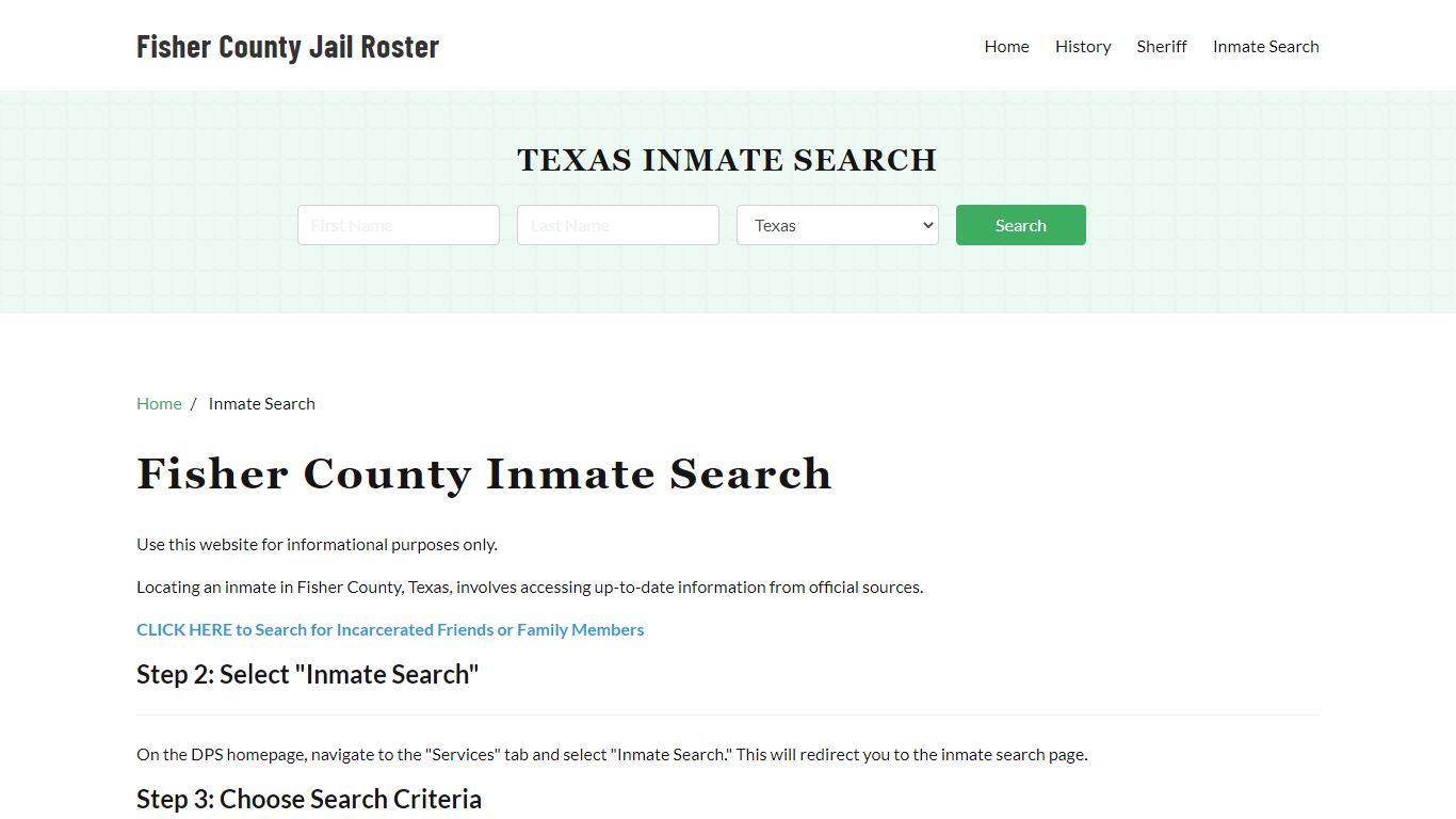 Fisher County, TX Detainee Lookup