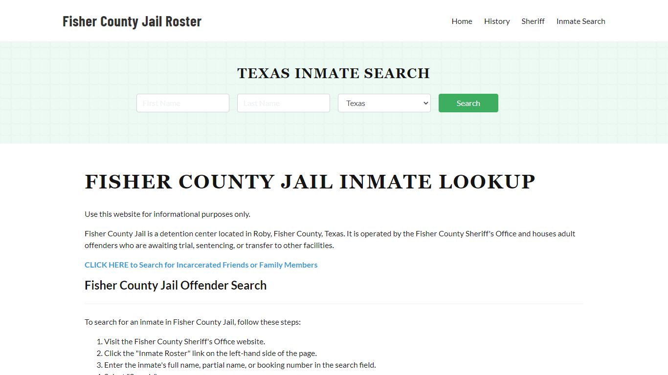 Fisher County Jail Roster Lookup, TX, Inmate Search